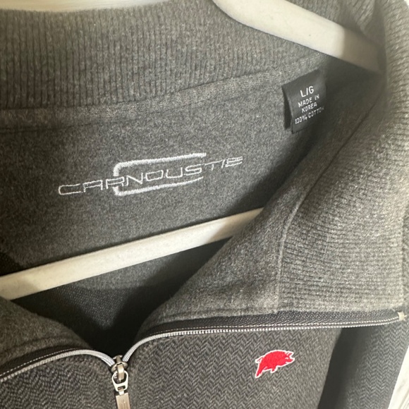 Carnoustie Men’s Black Quarter Zip Razorback Pullover 100% Cotton Size Large - Picture 2 of 6